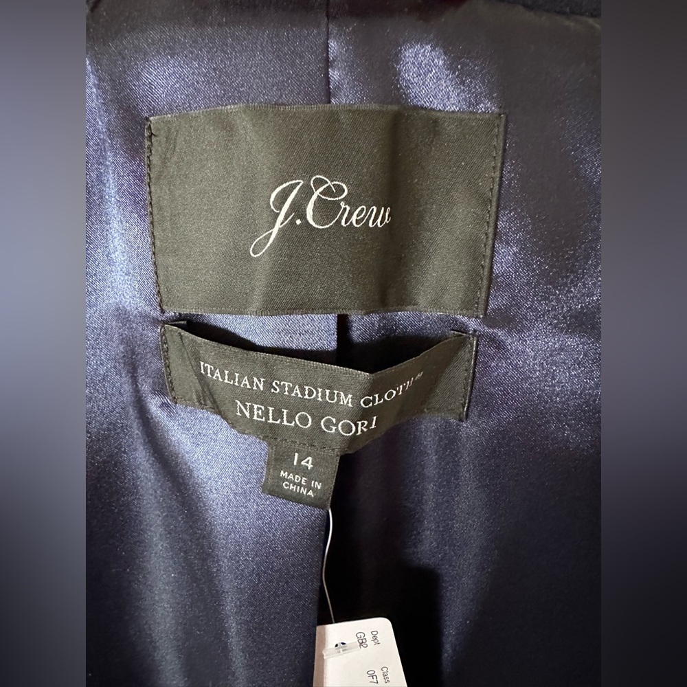 J. CREW Tipped Topcoat Italian Wool Stadium Cloth MEGHAN MARKLE Navy Size 14 NWT - Picture 8 of 14